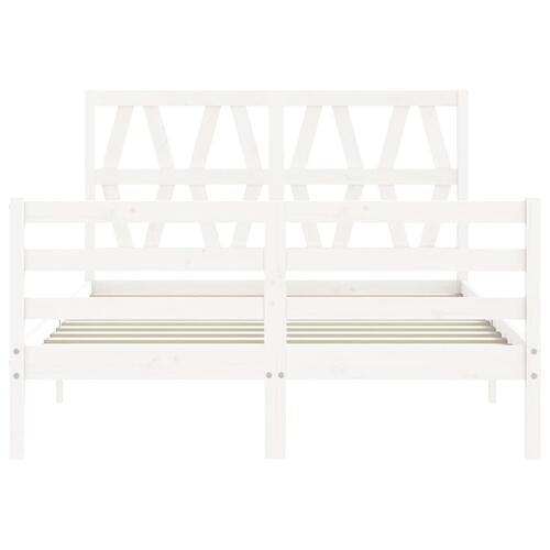 Sengeramme med sengegavl 140x200 cm massivt træ hvid