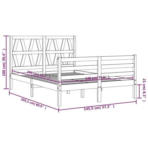 Sengeramme med sengegavl 140x200 cm massivt træ hvid