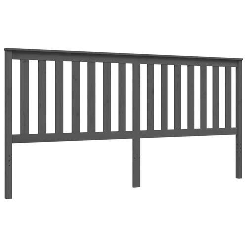Sengeramme med sengegavl 200x200 cm massivt træ grå