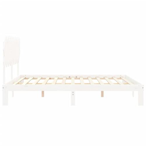Sengeramme med sengegavl Super King Size massivt træ hvid