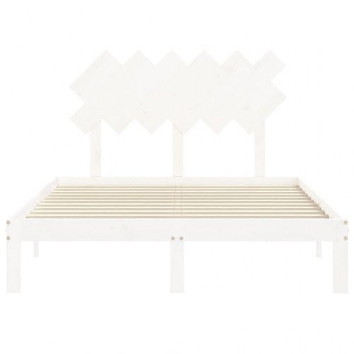 Sengeramme med sengegavl - Small Double 120x190 cm, massivt fyrretræ, hvid