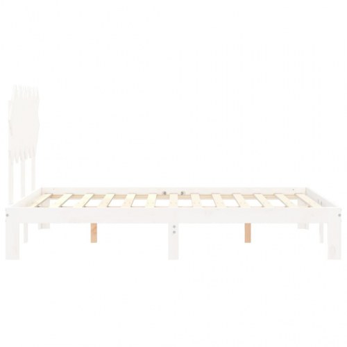 Sengeramme med sengegavl - Small Double 120x190 cm, massivt fyrretræ, hvid