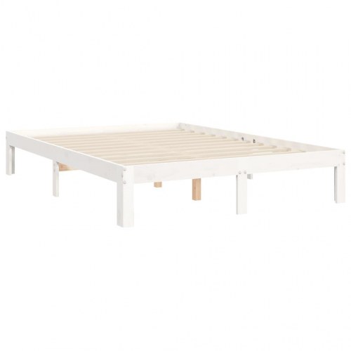Sengeramme med sengegavl - Small Double 120x190 cm, massivt fyrretræ, hvid