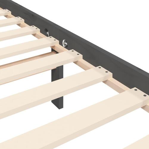 Sengeramme med sengegavl 200x200 cm massivt træ grå