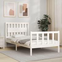 Sengeramme uden madras 100x200 cm massivt fyrretræ hvid