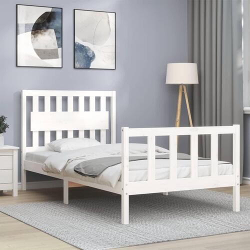 Sengeramme uden madras 100x200 cm massivt fyrretræ hvid