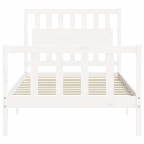 Sengeramme uden madras 100x200 cm massivt fyrretræ hvid