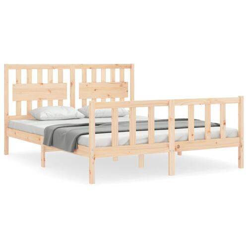 Sengeramme med sengegavl kingsize massivt træ