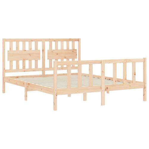 Sengeramme med sengegavl kingsize massivt træ