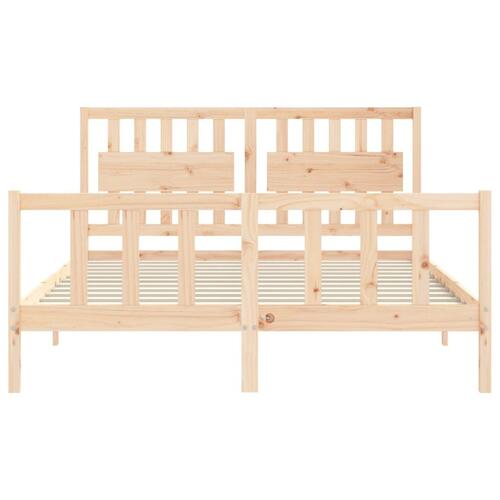 Sengeramme med sengegavl kingsize massivt træ