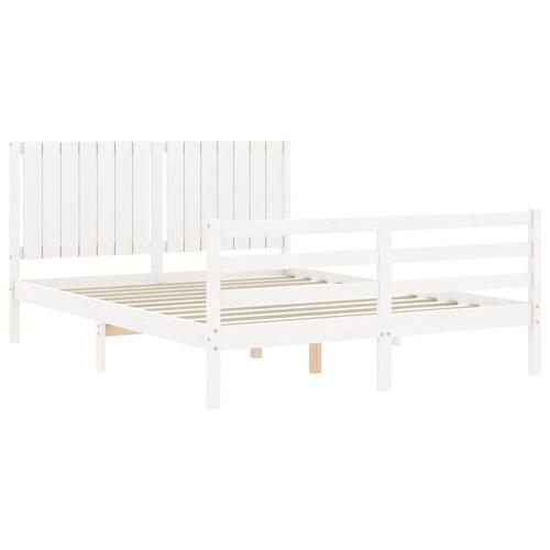 Sengeramme med sengegavl 160x200 cm massivt træ hvid