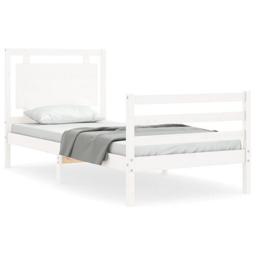 Sengeramme med sengegavl 100x200 cm massivt træ hvid