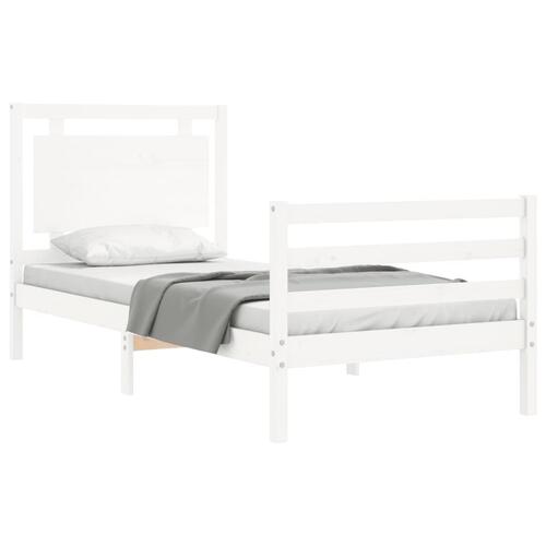 Sengeramme med sengegavl 100x200 cm massivt træ hvid
