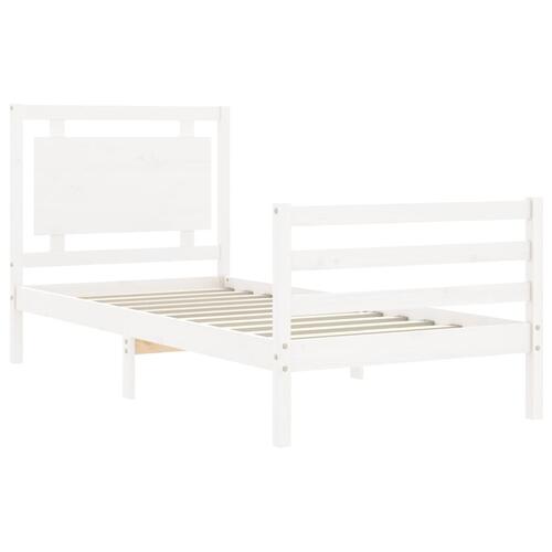 Sengeramme med sengegavl 100x200 cm massivt træ hvid