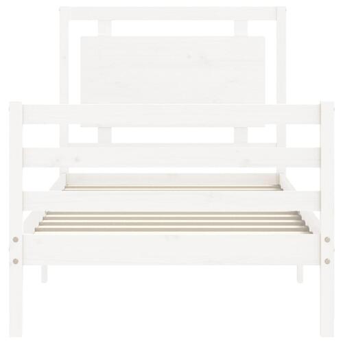 Sengeramme med sengegavl 100x200 cm massivt træ hvid