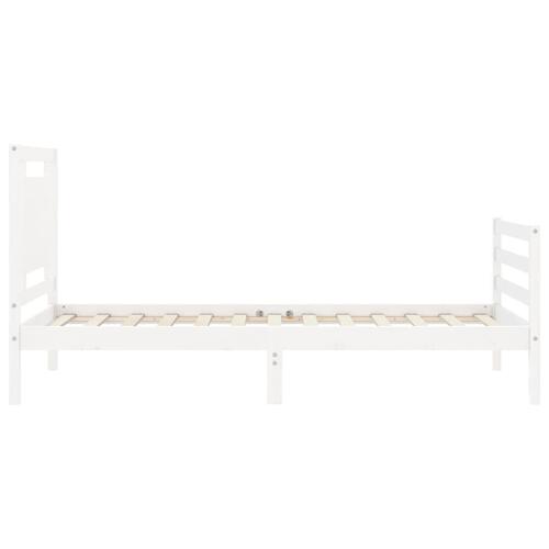 Sengeramme med sengegavl 100x200 cm massivt træ hvid