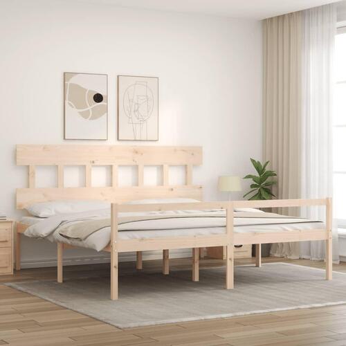 Seniorseng med sengegavl massivt træ