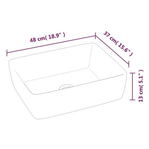 Håndvask 48x37x13 cm keramik rektangel hvid