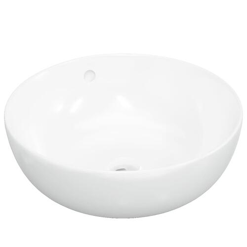 Håndvask 44x17 cm keramik rund hvid