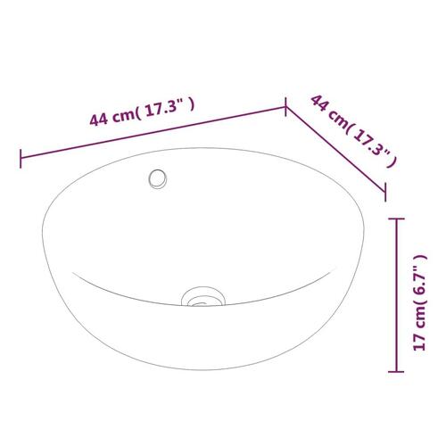 Håndvask 44x17 cm keramik rund hvid