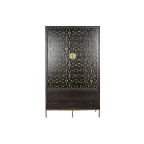 Skab 100 x 40 x 175 cm Sort Metal Akacie