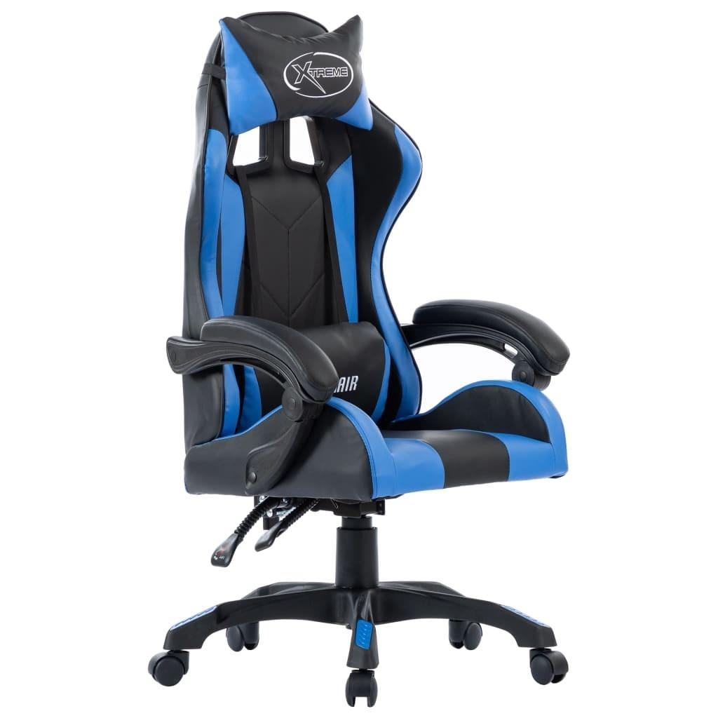 Gamerstol kunstlæder blå