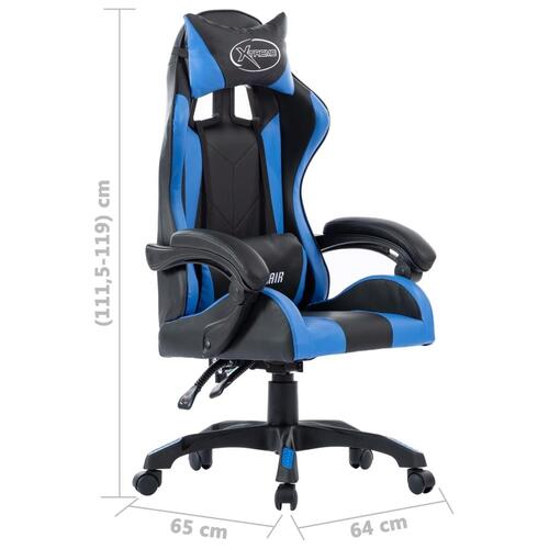 Gamerstol kunstlæder blå