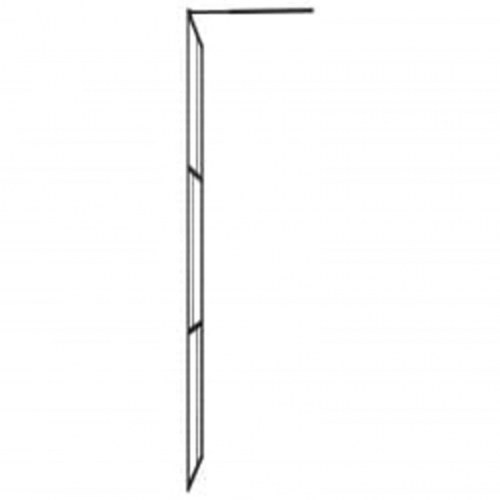 Brusevæg med hylde 115x195 cm sikkerhedsglas og aluminium sort