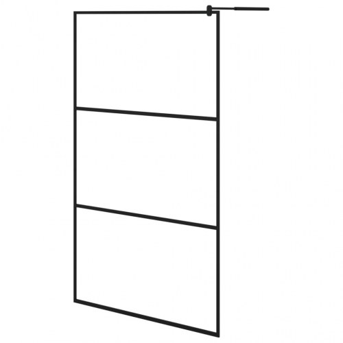 Brusevæg med hylde 115x195 cm sikkerhedsglas og aluminium sort