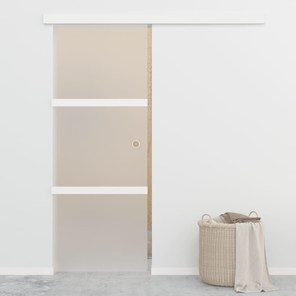 Skydedør med stop sikkerhedsglas og aluminium 76x205 cm