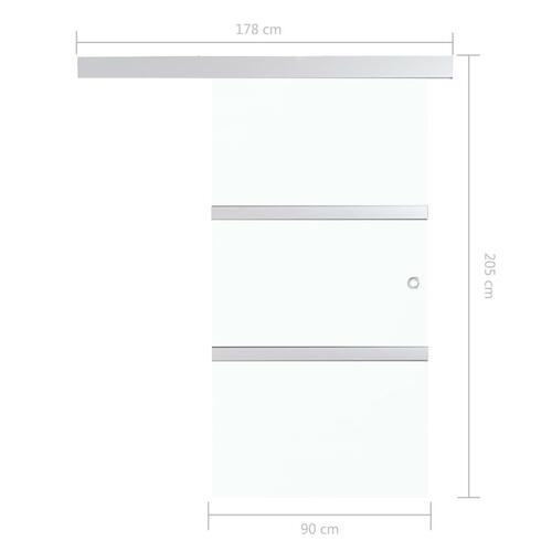 Skydedør med stop sikkerhedsglas og aluminium 90x205 cm