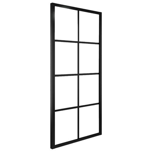 Skydedør 76x205 cm aluminium og sikkerhedsglas sort