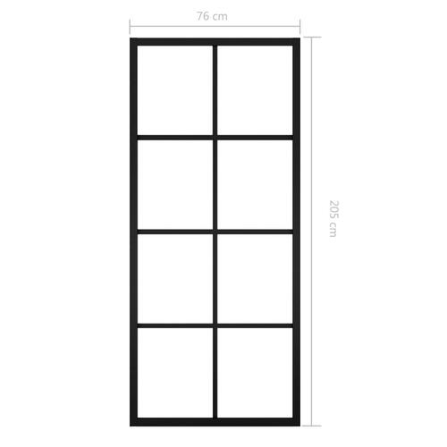 Skydedør 76x205 cm aluminium og sikkerhedsglas sort