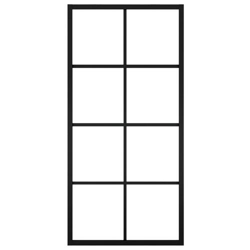 Skydedør 90x205 cm sikkerhedsglas og aluminium sort