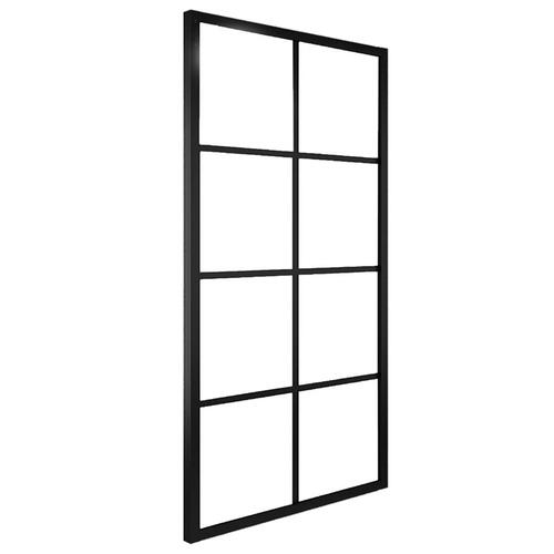 Skydedør 102,5x205 cm aluminium og sikkerhedsglas sort
