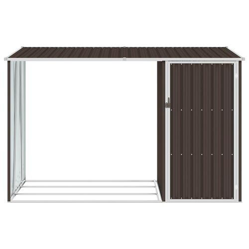 Brændeskur 245x98x159 cm galvaniseret stål brun