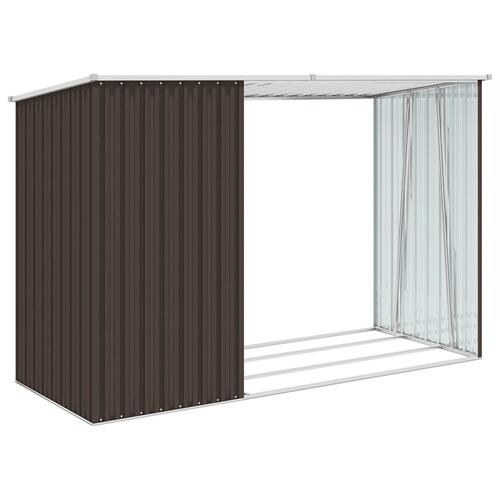 Brændeskur 245x98x159 cm galvaniseret stål brun