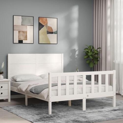 Sengeramme uden madras 140x200 cm massivt fyrretræ hvid