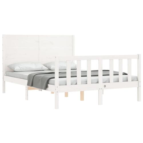 Sengeramme uden madras 140x200 cm massivt fyrretræ hvid