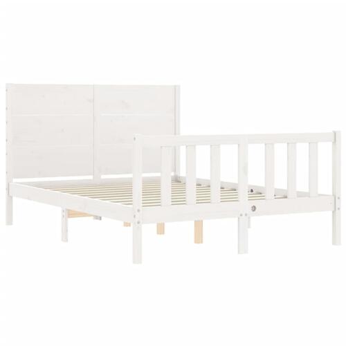 Sengeramme uden madras 140x200 cm massivt fyrretræ hvid