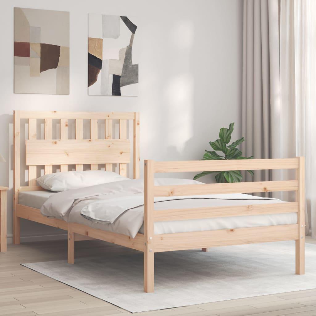 Sengeramme med sengegavl 100x200 cm massivt træ