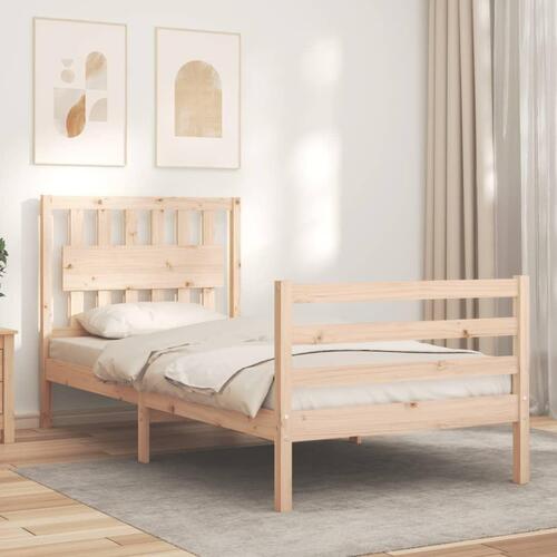 Sengeramme med sengegavl 90x200 cm massivt træ