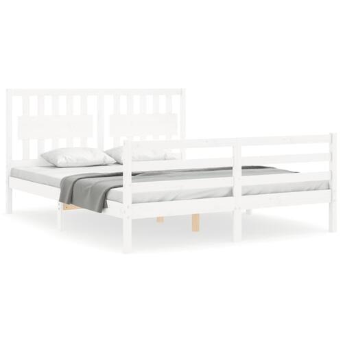 Sengeramme med sengegavl 160x200 cm massivt træ hvid