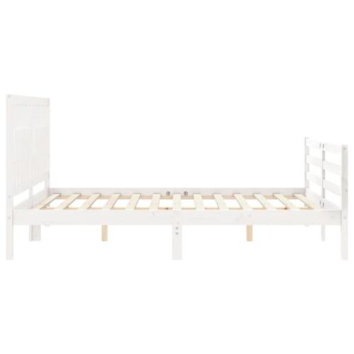 Sengeramme med sengegavl 160x200 cm massivt træ hvid