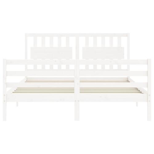 Sengeramme med sengegavl 160x200 cm massivt træ hvid