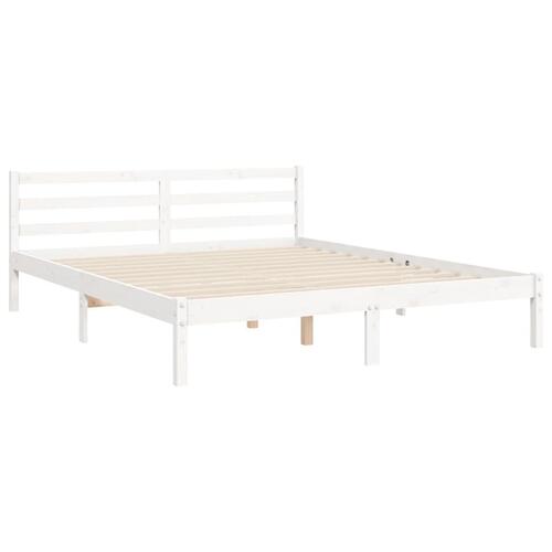 Sengeramme med sengegavl 160x200 cm massivt træ hvid