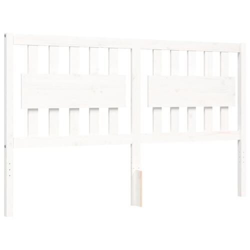 Sengeramme med sengegavl 160x200 cm massivt træ hvid