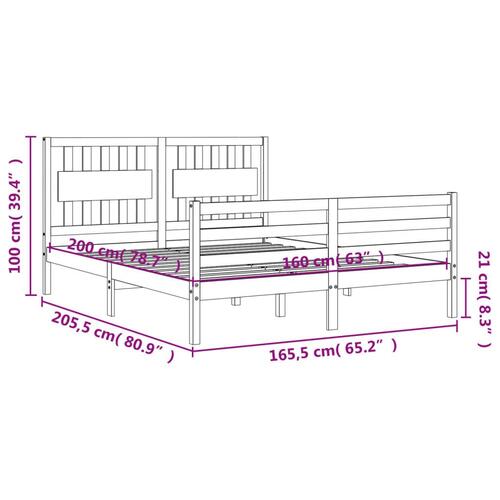Sengeramme med sengegavl 160x200 cm massivt træ hvid