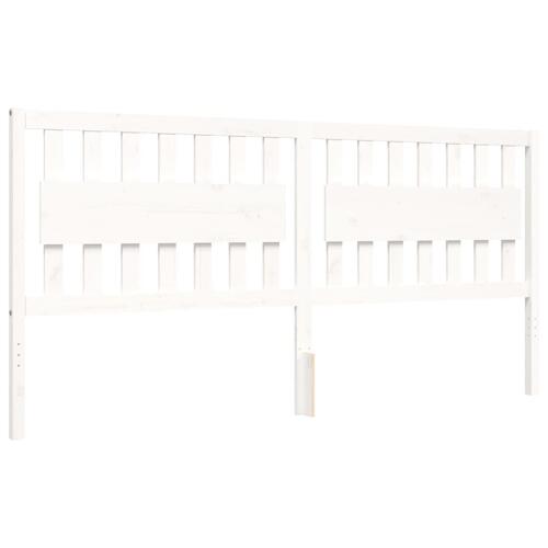 Sengeramme med sengegavl 200x200 cm massivt træ hvid