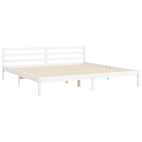 Sengeramme med sengegavl 200x200 cm massivt træ hvid